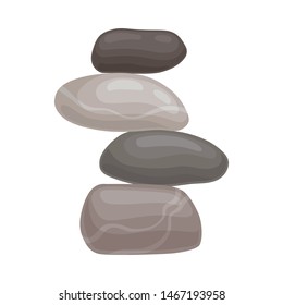 Four cobblestones lie on each other. Vector illustration on white background.