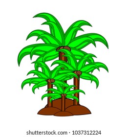 Four coconut trees with stems match the brown stone White background Brown coconut