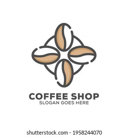 Four coffee bean shop logo design vector, coffee farm logo icon template