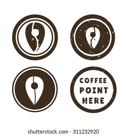 Four coffee design label. Vector illustration