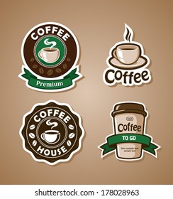 Four coffee design templates. Vector banners.