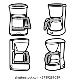 four coffee maker vectors, editable lines