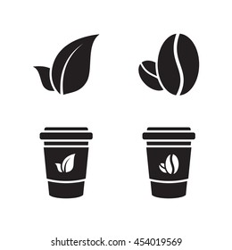 Four Coffee And Tea Black Web Icons Set