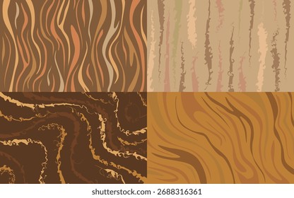 Four coffee-colored texture illustrations for backgrounds, packaging, and wallpapers