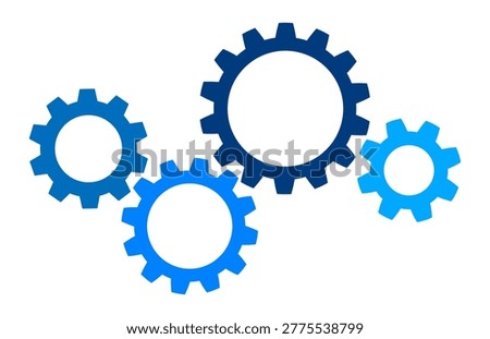Four cogwheel gears sign, process symbol, progress concept, teamwork, partnership