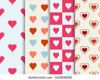 Four collection of love or heart pattern background. Vector illustration for birthday, holiday, valentine day, wedding day, ornament, and decoration. Eps 10