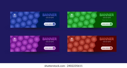 Four colofrul honeycomb banners design.