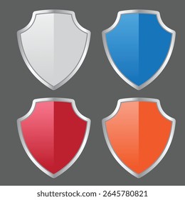 four color 3D shield protection symbol 