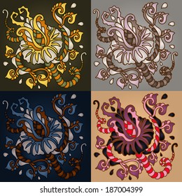 Four color abstract flower. EPS-10.