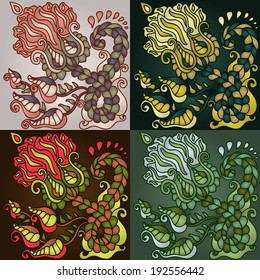 Four color abstract flower. EPS-10.