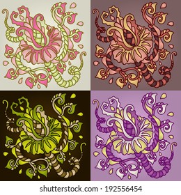 Four color abstract flower. EPS-10.