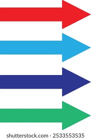 Four color arrow isolated white background