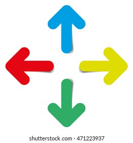 Four color arrows on white background