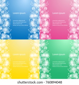 four color backgrounds with abstract bokeh effect design