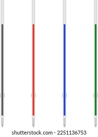 Four color ballpoint pen refills set.