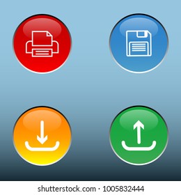 four  color botton vector with  save print upload and download