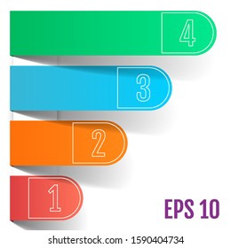 Four color business infographics, paper rounded arrows.