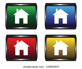 Four color buttons with a house symbol