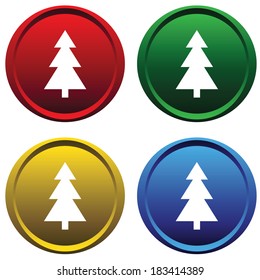 Four color buttons on a white background
