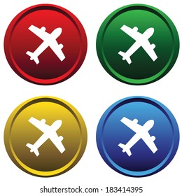 Four color buttons on a white background