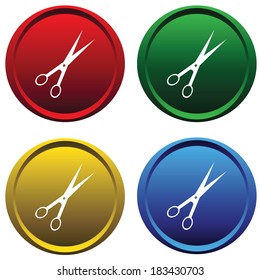 Four color buttons on a white background