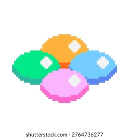 Four Color of Dew Drops, Pixel Art Icon, Isolated
