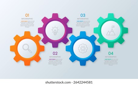 Four color gear infographic template