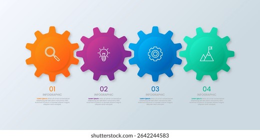Four color gear infographic template