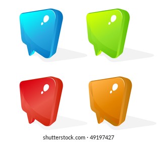 four color glass pointer icon set