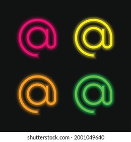 En el icono del vector de neón brillante de cuatro colores