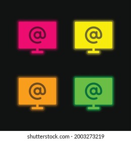 At four color glowing neon vector icon