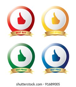 Four color labels.Vector.