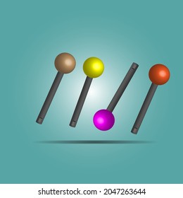 Four color lollipops Brown yellow rose and orange in the rose color. The lollipop direction is variable structure. vector model illustration