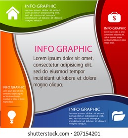 four color modern template for website and graphic, icon, number, text box. 
