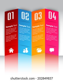 four color modern text box template for business and website, number, icon