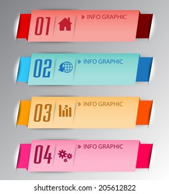four color modern text box template for website graphic and business, numbers, icon. 