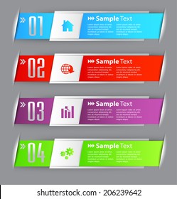 four color modern text box for website and business, numbers, icon. 
