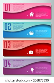 four color modern text box for website and business, numbers, icon. 