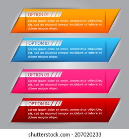 four color modern text box for website graphic and business, numbers, icon. 