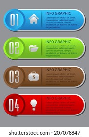 four color modern text box for website graphic and business, numbers, icon. 