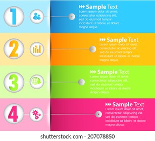 four color modern text box for website graphic and business, numbers, icon. 