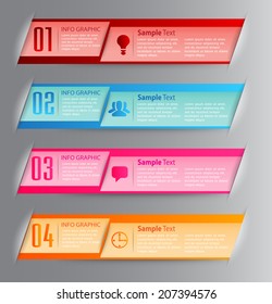 four color modern text box for website graphic and business, numbers, icon. 