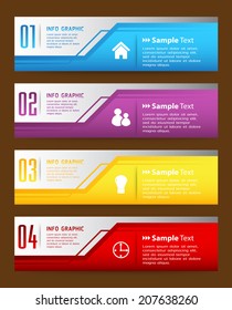 four color modern text box for website graphic and business, numbers, icon. 