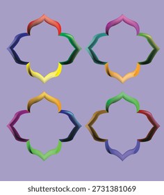 Quatro opções de cores estão disponíveis para a caixa de texto Islâmica. Quadro 3D com cores coloridas