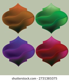 Cuatro opciones de color están disponibles para el cuadro de texto islámico. Marco 3D con colores coloridos