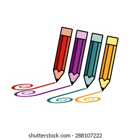 four color pencil with color lines