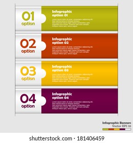 Four color puzzle infographics options banner. Vector illustration.