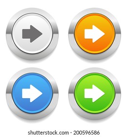Four color round button with arrow icon and metallic border