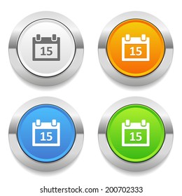 Four color round button with calendar icon and metallic border