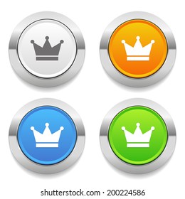 Four color round button with crone icon and metallic border